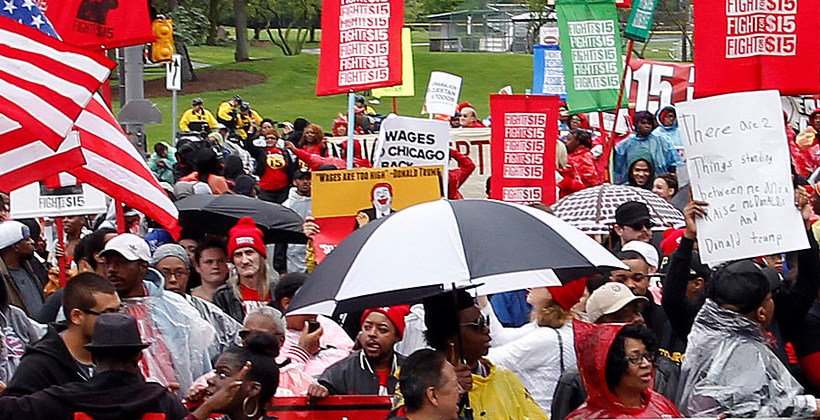 Hundreds Protest Minimum Wage At McDonald's Meeting