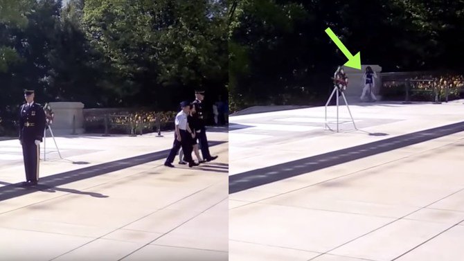 Woman Steps Over Barrier At Military Tomb, Soldier Confronts Her Immediately