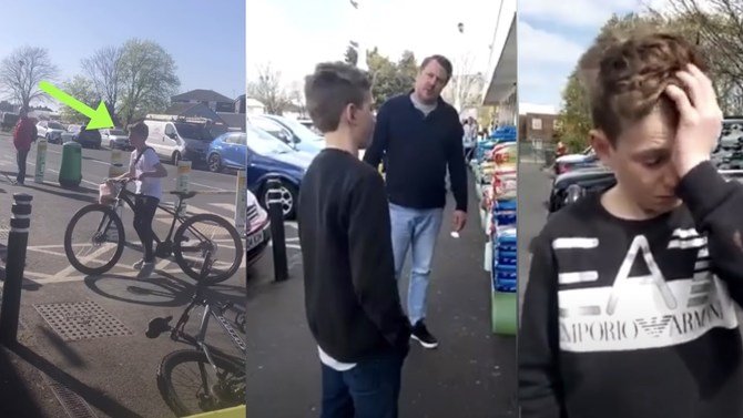 Boy 'Harasses' Grocery Store Workers, Dad Forces Him To Return To Store And Apologize