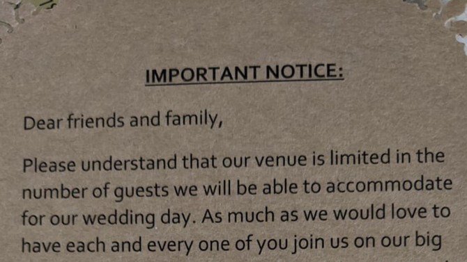 'Insulting' Wedding Invitation Causes Outrage On Twitter
