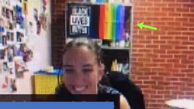High School Teacher Turns Heads After Hanging 'Controversial' Flags In Virtual Classroom