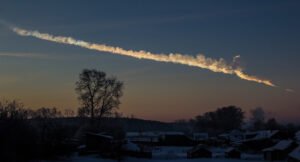 A meteor flying through the night sky
