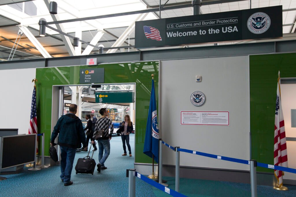 US customs at an airport