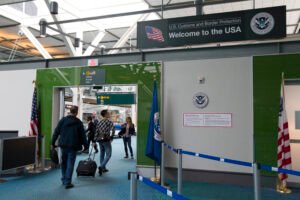 US customs at an airport