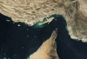 Satellite view of the strait of hormuz