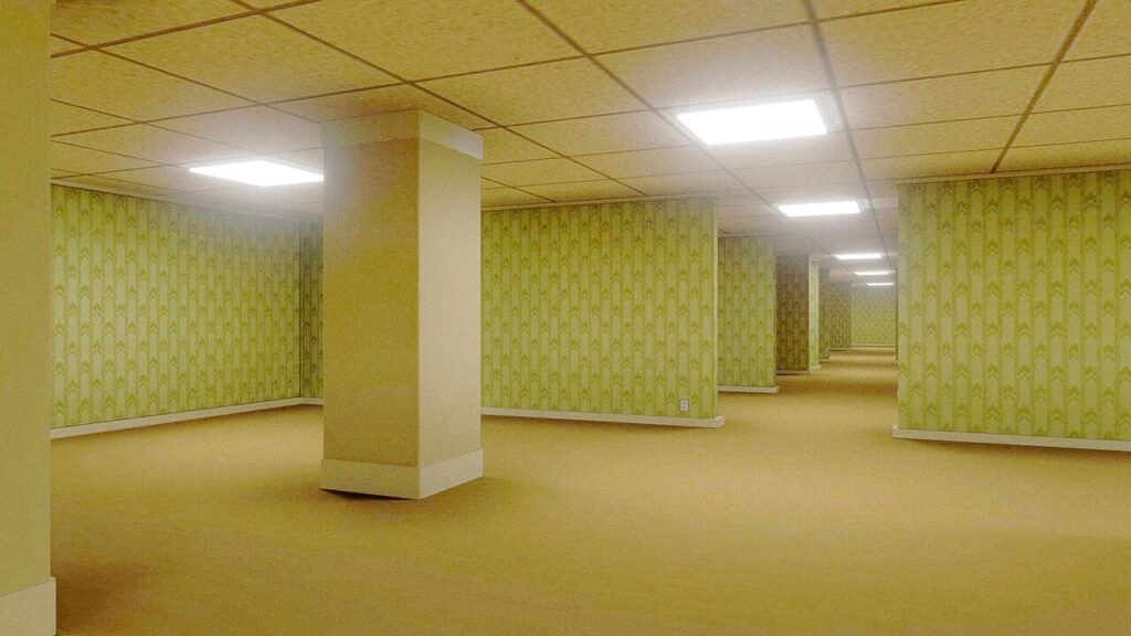 Generic empty indoor rooms often called "backrooms" online
